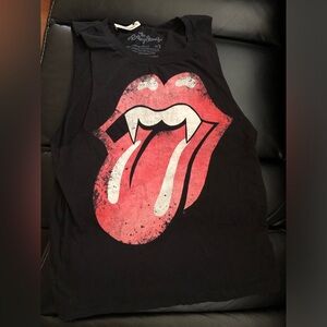 The Rolling Stones Officially Licensed Vampire Fang lips tongue tank top NWT! S